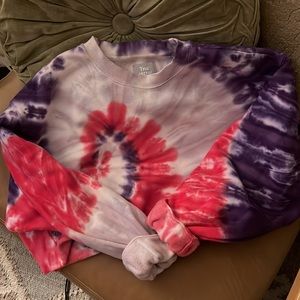 Aritizia TNA CozyAF Fleece Tie Dye Cropped Sweatshirt